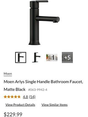 Moen Arlys Single Handle Bathroom Faucet, Matte Black